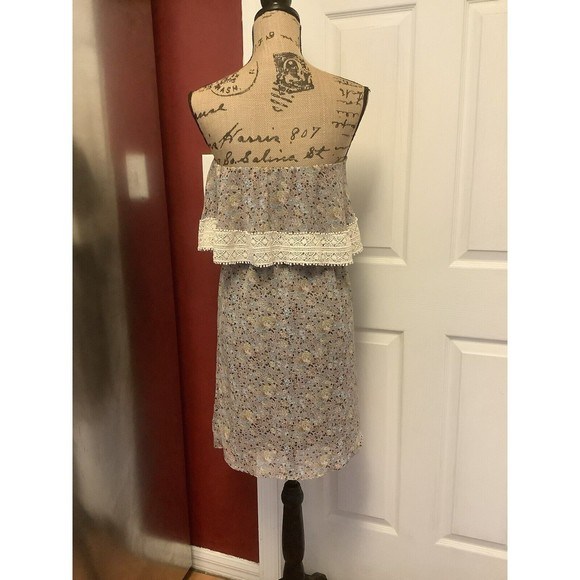 Judith March Crochet trim floral strapless mini dress size small - Picture 5 of 7